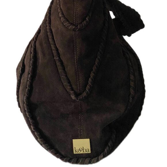 Vintage Kooba Hobo Suede Bag Dark Brown Suede Wide Shoulder Straps EUC - Picture 9 of 16